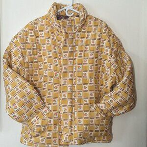 HANDMADE Retro Plaid Quilted Puffer Jacket from 70s Floral Duvet, Sz L